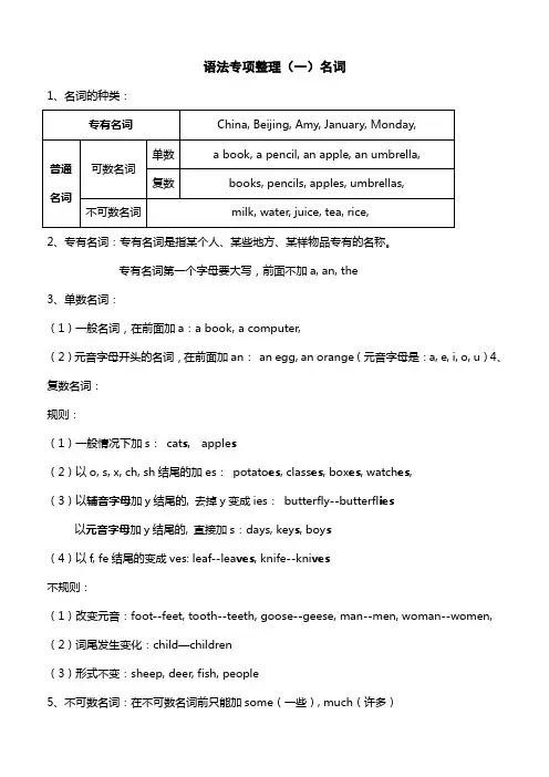 语法专项整理(一)名词