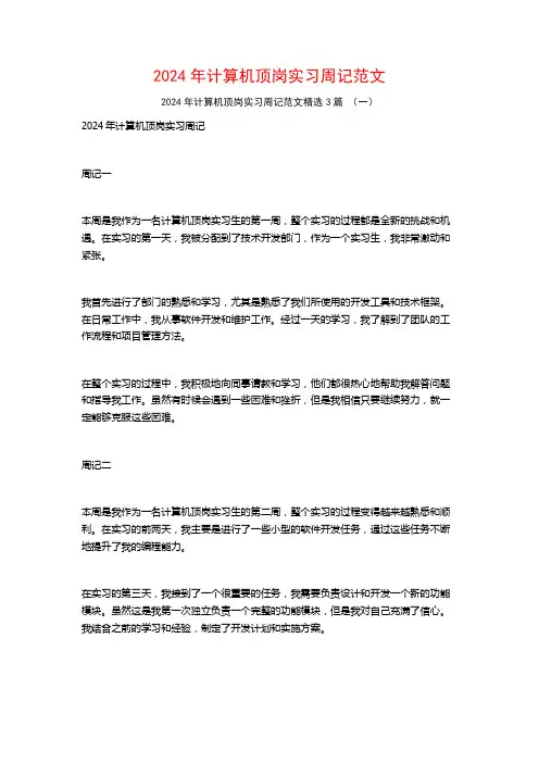 2024年计算机顶岗实习周记范文3篇
