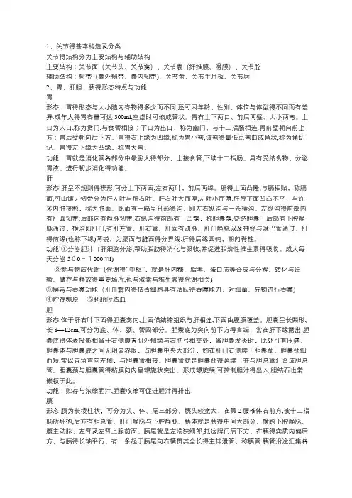 中医学学生关于解剖学的知识点总结