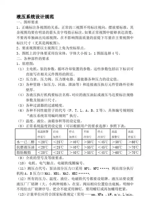 液压系统设计规范要求