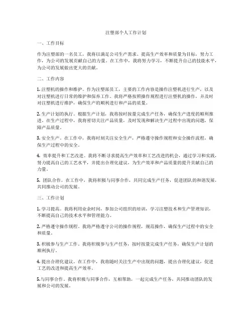 注塑部个人工作计划