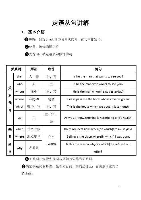 高中英语定语从句讲解及练习题(含答案)