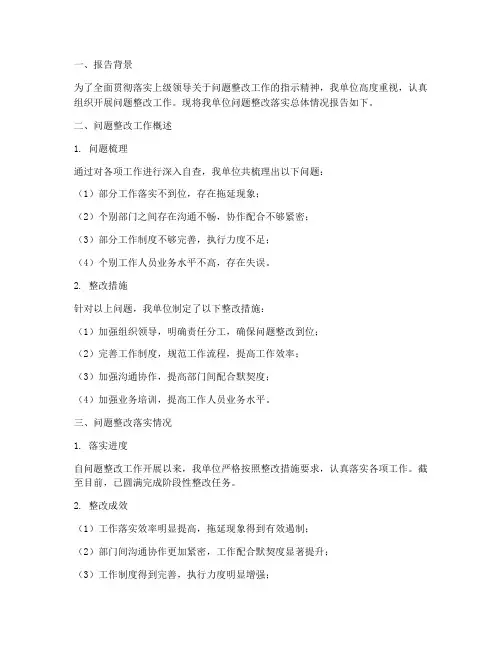 问题整改落实总体情况报告