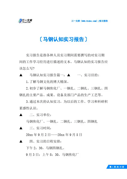 马钢认知实习报告