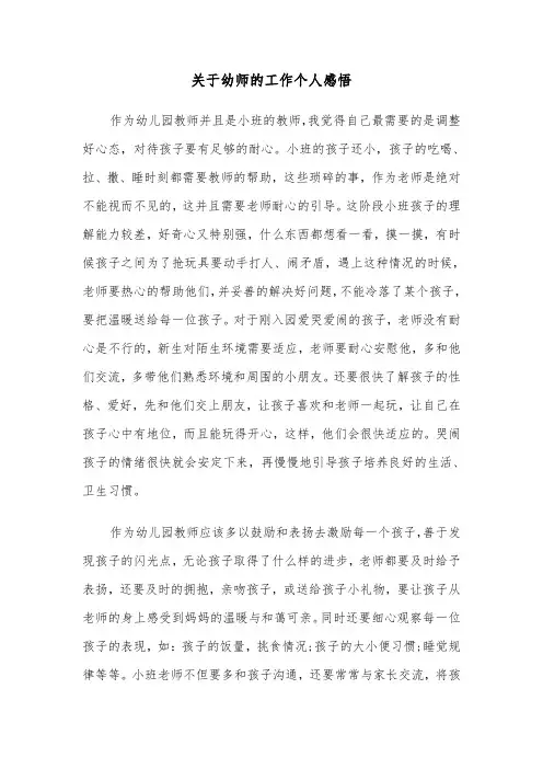关于幼师的工作个人感悟（六篇）