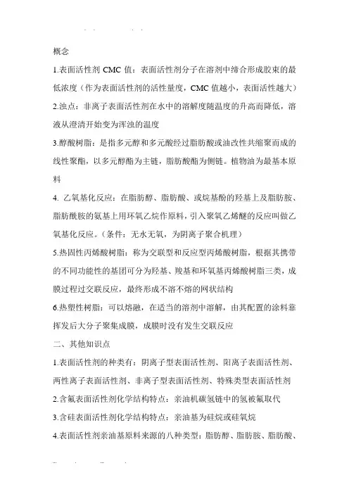 精细化工生产技术期末复习资料全