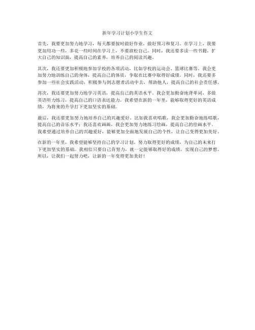 新年学习计划小学生作文