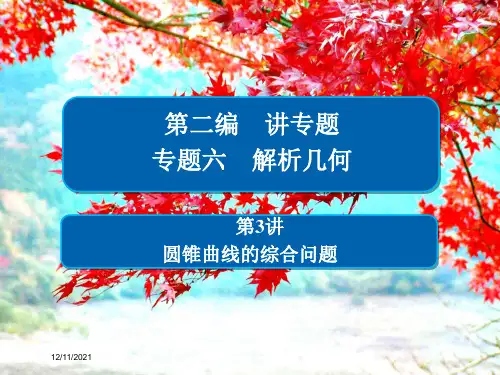 高考数学二轮复习 第二编 专题六 解析几何 第3讲 圆锥曲线的综合问题习题课件 文