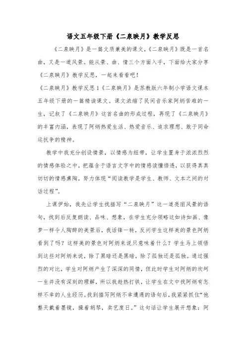 语文五年级下册《二泉映月》教学反思.doc