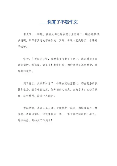 ____,你真了不起作文
