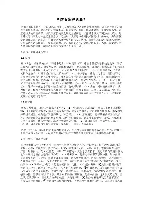 肾结石超声诊断？