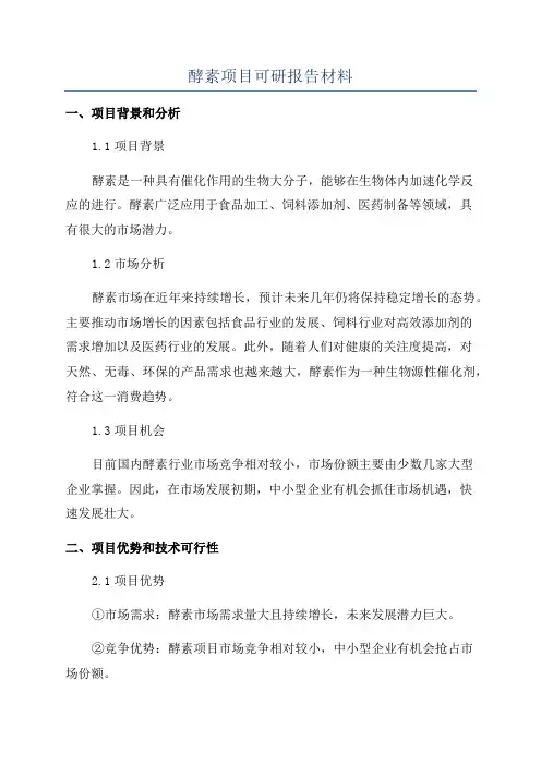 酵素项目可研报告材料