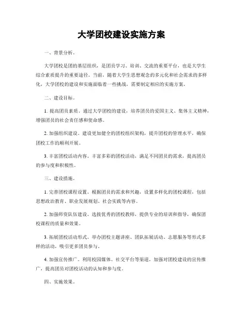 大学团校建设实施方案