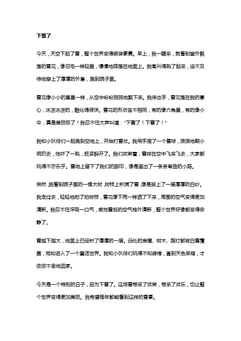 下雪了作文
