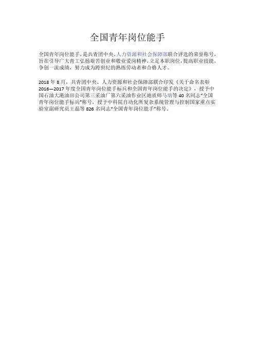 全国青年岗位能手