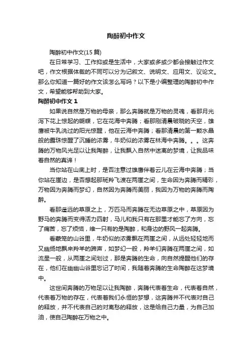 陶醉初中作文