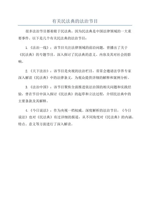 有关民法典的法治节目