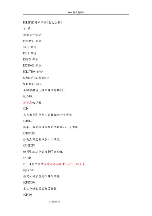ECLIPSE用户手册(全文上载)
