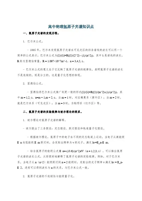 高中物理氢原子光谱知识点