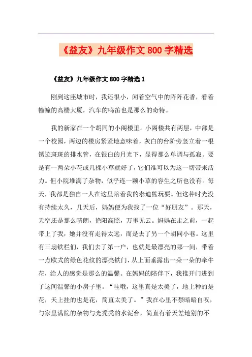 《益友》九年级作文800字精选