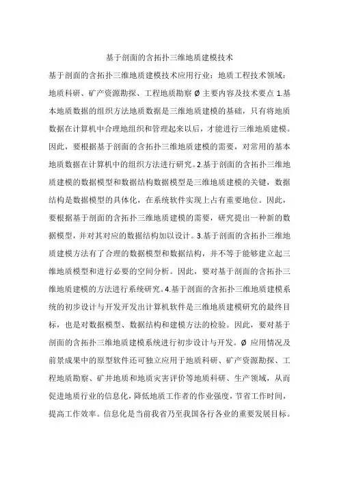 基于剖面的含拓扑三维地质建模技术