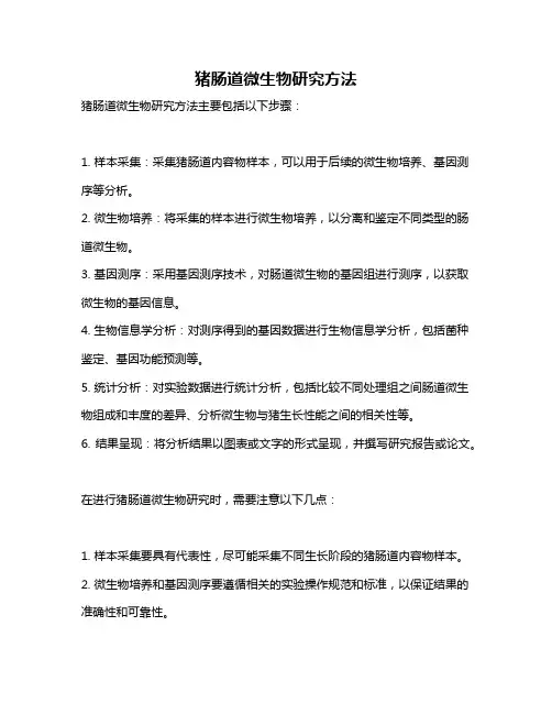 猪肠道微生物研究方法