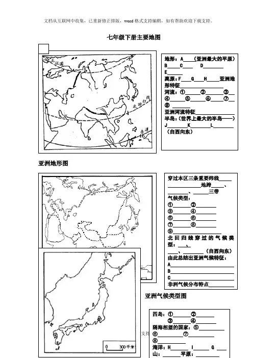 七年级下册主要地图