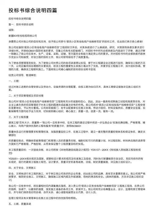 投标书综合说明四篇