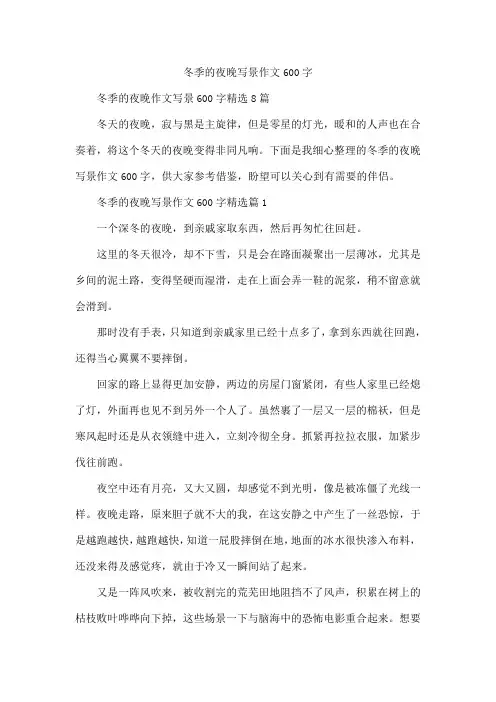 冬季的夜晚写景作文600字