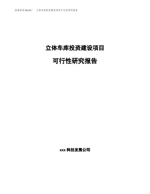 新建立体车库投资建设项目可行性研究报告范文