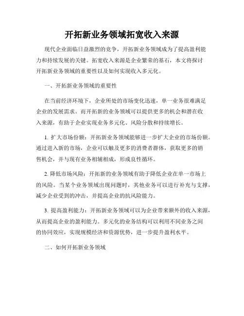 开拓新业务领域拓宽收入来源