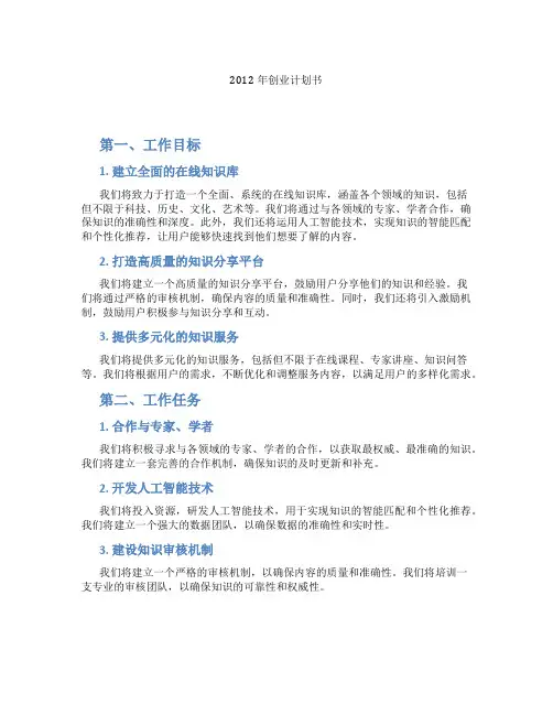 2012年创业计划书