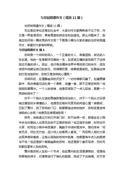 与苏轼相遇作文（精选11篇）