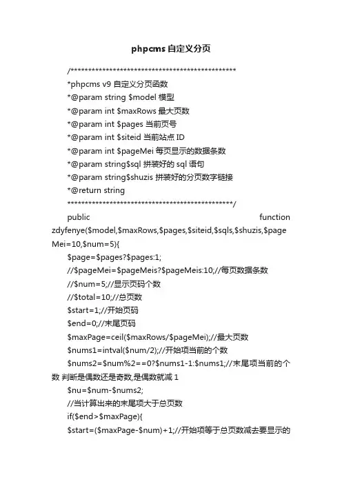 phpcms自定义分页