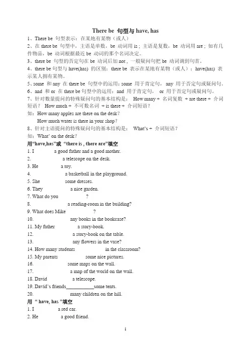 There be 句型和have句型,情态动词can(讲解与练习)