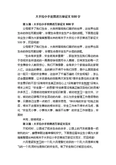 大手拉小手农普进万家征文500字