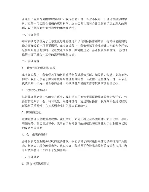 中财实训报告体会