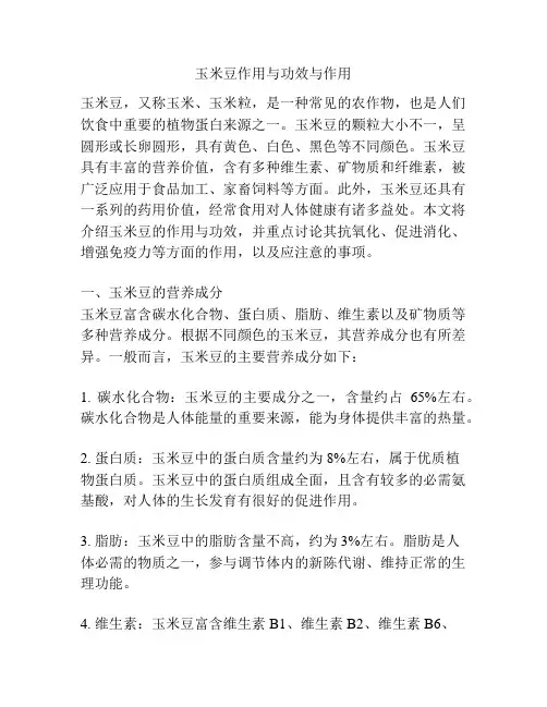 玉米豆作用与功效与作用