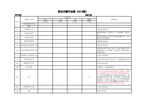 项目关键节点表