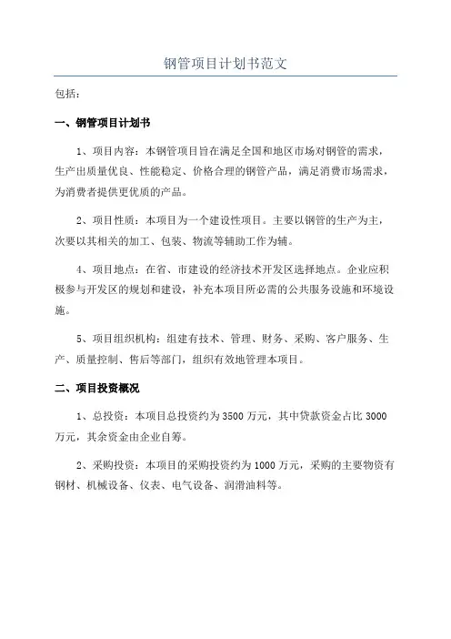 钢管项目计划书范文