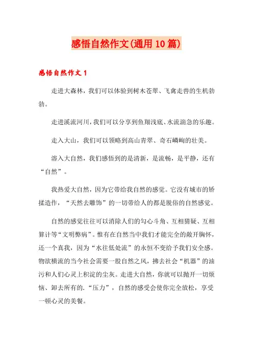 感悟自然作文(通用10篇)