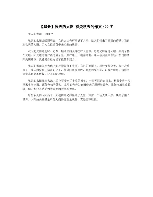 【写景】秋天的太阳 有关秋天的作文400字