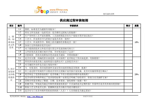 供应商过程审核细则