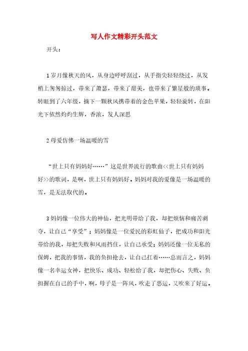 写人作文精彩开头范文