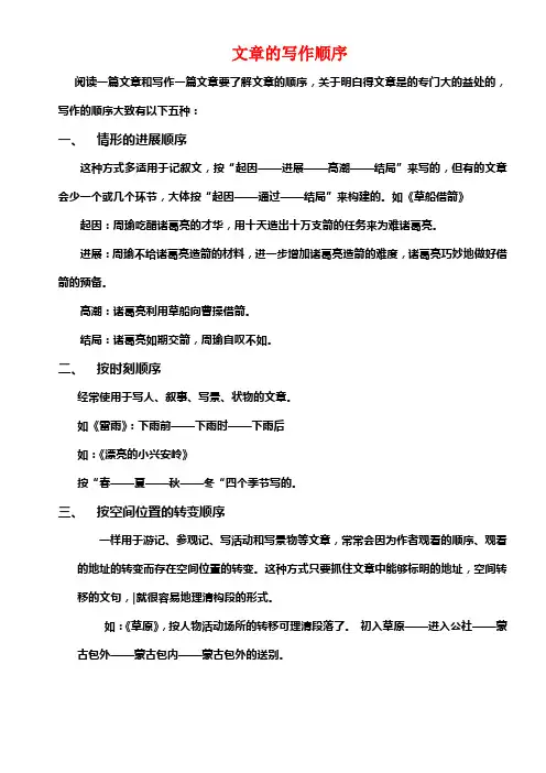 文章的写作顺序