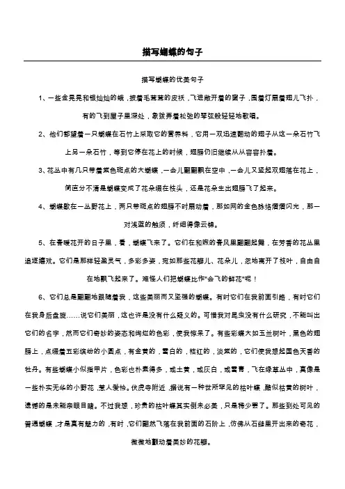 描写蝴蝶的句子