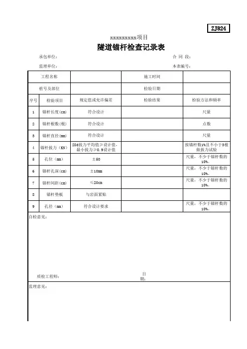 隧道锚杆检查记录表