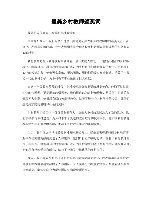 最美乡村教师颁奖词