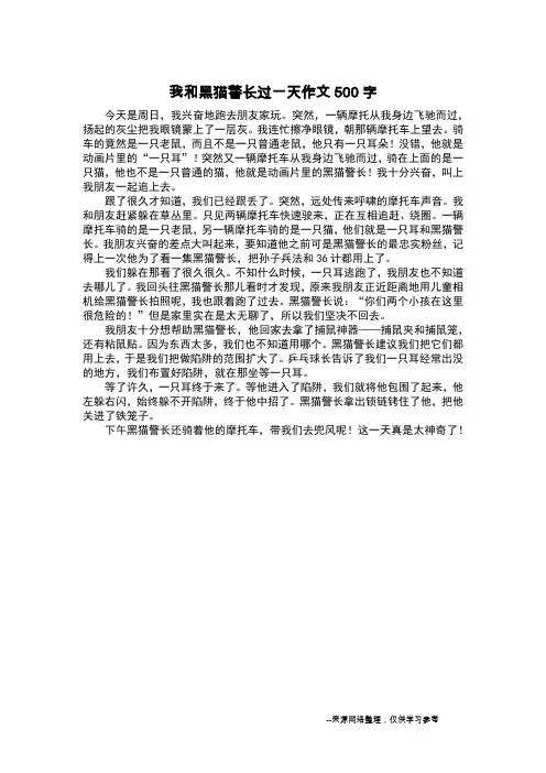 我和黑猫警长过一天作文500字_小学生作文