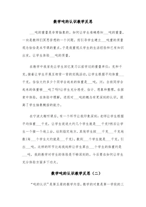 数学吨的认识教学反思(四篇)